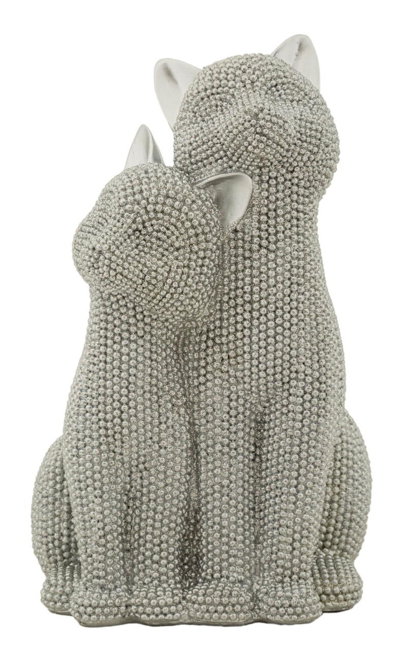 Statueta / figurina decorativa Cats Sparky Couple, Mauro Ferretti, 13x10x21 cm, polirasina, argintiu - imagine 7